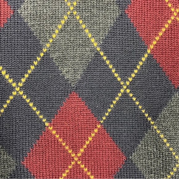 DKNY Wool Argyle Preppy Collegiate Grandmacore Relaxed Cardigan Sweater * - Picture 8 of 15